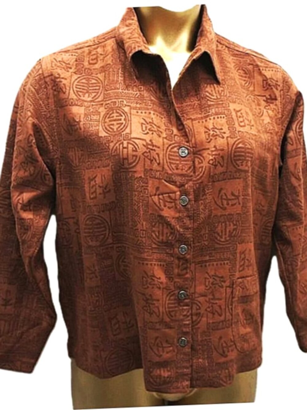Chico's Design Vintage Faux Suede Feel Blouse size 2